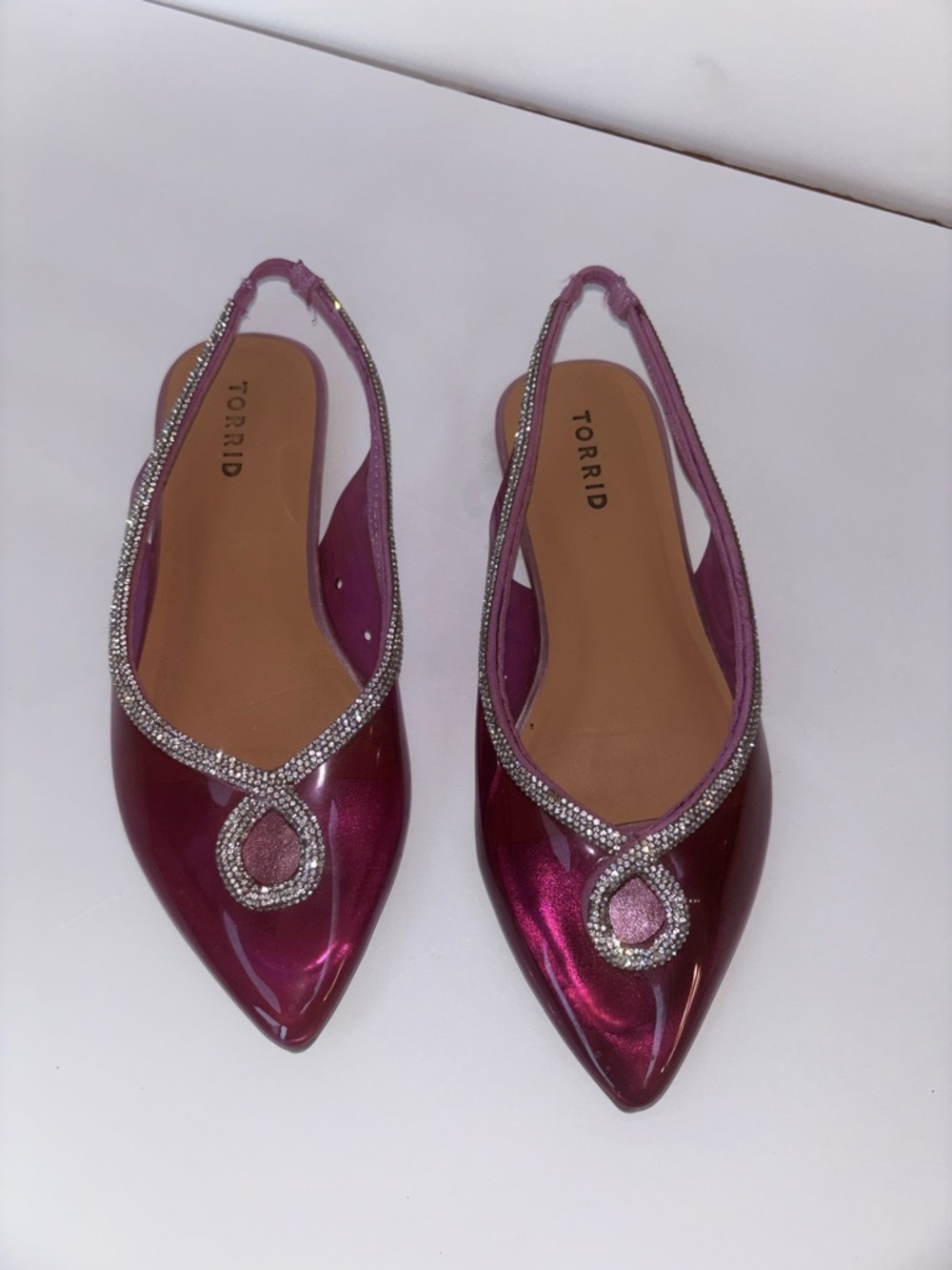 TORRID sz 8.5 pink jelly rhinestone sling back
